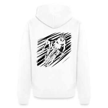 Cyclist - Unisex Premium Organic Zip Hoodie - white - Back - Thijin (182cm)