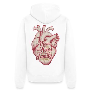 Mama: Das Herz unserer Familie - Einzigartiger Muttertag - Unisex Premium Bio Zip Hoodie - Weiß - Hinten - Thijin (182cm)