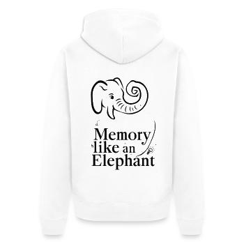 La mémoire comme un éléphant - Veste à capuche bio Premium Unisexe - blanc - Dos - Thijin (182cm)
