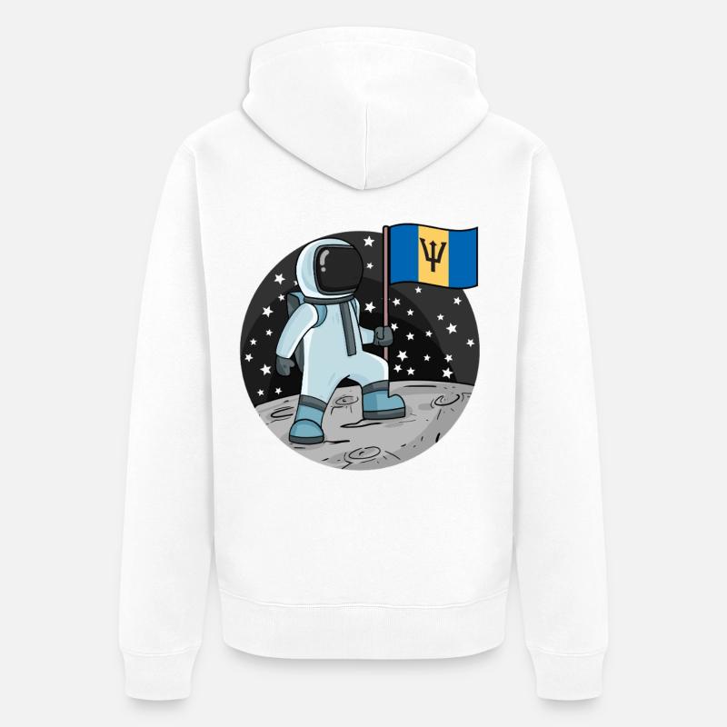 Drapeau astronaute Barbade - Veste à capuche bio Premium Unisexe - blanc