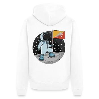 Astronaut Flag Bhutan - Unisex Premium Organic Zip Hoodie - white - Back - Thijin (182cm)