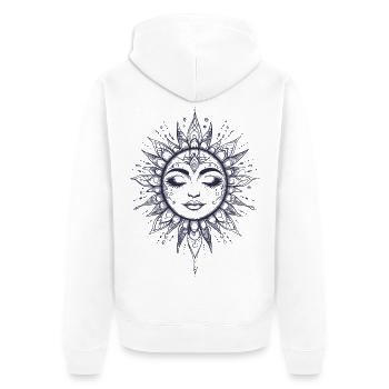Boho Soleil Bohème Visage Soleil Spiritualité - Veste à capuche bio Premium Unisexe - blanc - Dos - Thijin (182cm)