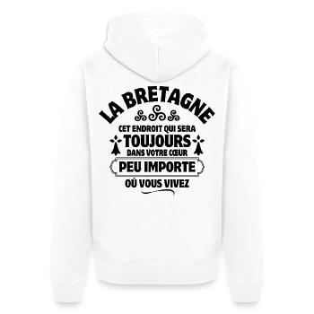Bretagne, Bretonisch, Keltisch, Ich bin Bretone - Unisex Premium Bio Zip Hoodie - Weiß - Hinten - Thijin (182cm)