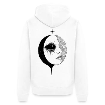 Mond Boho Frau Mystik Ästhetik Kunst Geschenk - Unisex Premium Bio Zip Hoodie - Weiß - Hinten - Thijin (182cm)
