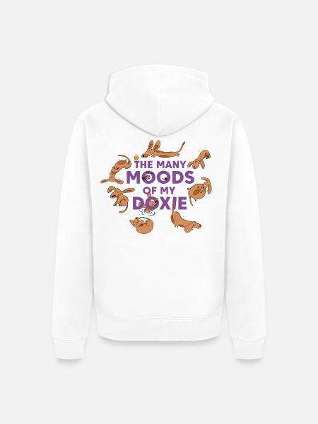 Dachshund Whims – Every Day an Adventure - Unisex Premium Organic Zip Hoodie - white