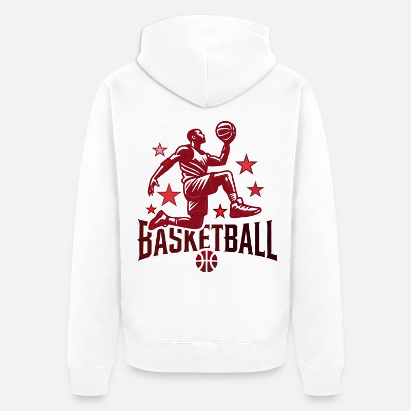 Conception de basket-ball - Veste à capuche bio Premium Unisexe - blanc