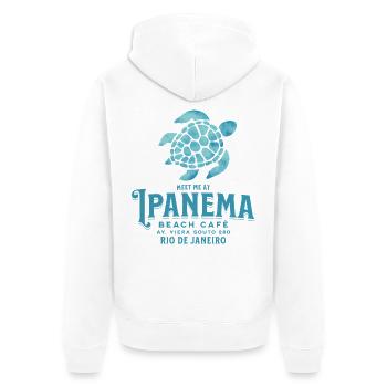 Treffen Sie mich im Ipanema Beach Café - Unisex Premium Bio Zip Hoodie - Weiß - Hinten - Thijin (182cm)