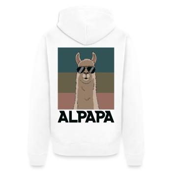 Papa Alpaka Dad Lustig Lama Vatertagsgeschenk - Unisex Premium Bio Zip Hoodie - Weiß - Hinten - Thijin (182cm)