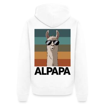 Papa Alpaka Dad Lustig Lama Vatertagsgeschenk - Unisex Premium Bio Zip Hoodie - Weiß - Hinten - Thijin (182cm)
