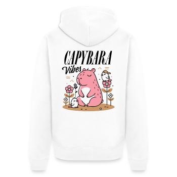 Capybara détendu avec des amis - Veste à capuche bio Premium Unisexe - blanc - Dos - Thijin (182cm)
