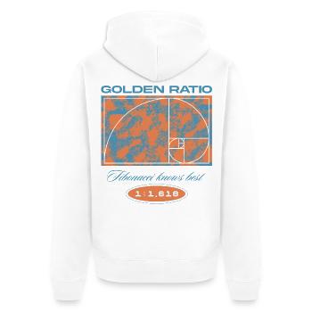 Goldener Schnitt – Fibonacci knows best - Unisex Premium Bio Zip Hoodie - Weiß - Hinten - Thijin (182cm)