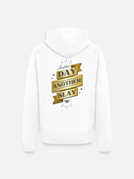 Another Day Another Slay Banner - Unisex Premium Organic Zip Hoodie - white