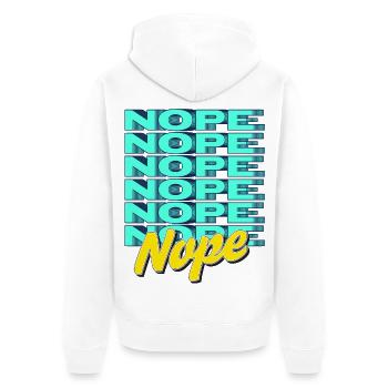NOPE – Bold & Sassy Statement - Unisex Premium Bio Zip Hoodie - Weiß - Hinten - Thijin (182cm)