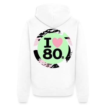 I ♥ Années 80 – Ambiance rétro néon - Veste à capuche bio Premium Unisexe - blanc - Dos - Thijin (182cm)