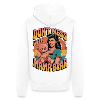 Leg dich nicht mit Mama Bär an | Retro Mama Hemd - Unisex Premium Bio Zip Hoodie - Weiß - Hinten - Thijin (182cm)