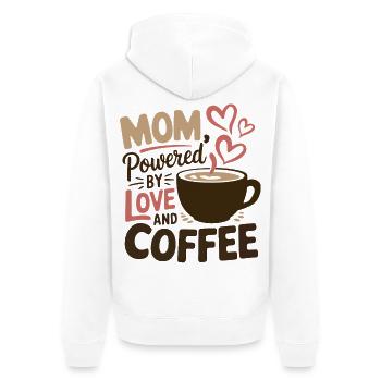 Mama Angetrieben von Liebe und Kaffee | Lustiges Hemd - Unisex Premium Bio Zip Hoodie - Weiß - Hinten - Thijin (182cm)