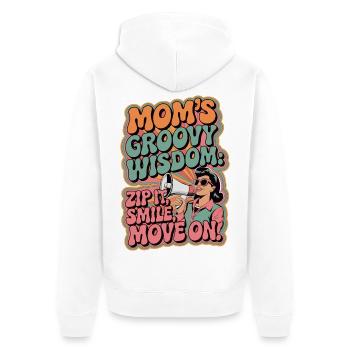 Mamas groovige Weisheit Lustiges Retro-Geschenk - Unisex Premium Bio Zip Hoodie - Weiß - Hinten - Thijin (182cm)