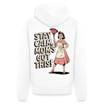 Bleib ruhig Mama Hat Dieses Retro Lustig - Unisex Premium Bio Zip Hoodie - Weiß - Hinten - Thijin (182cm)