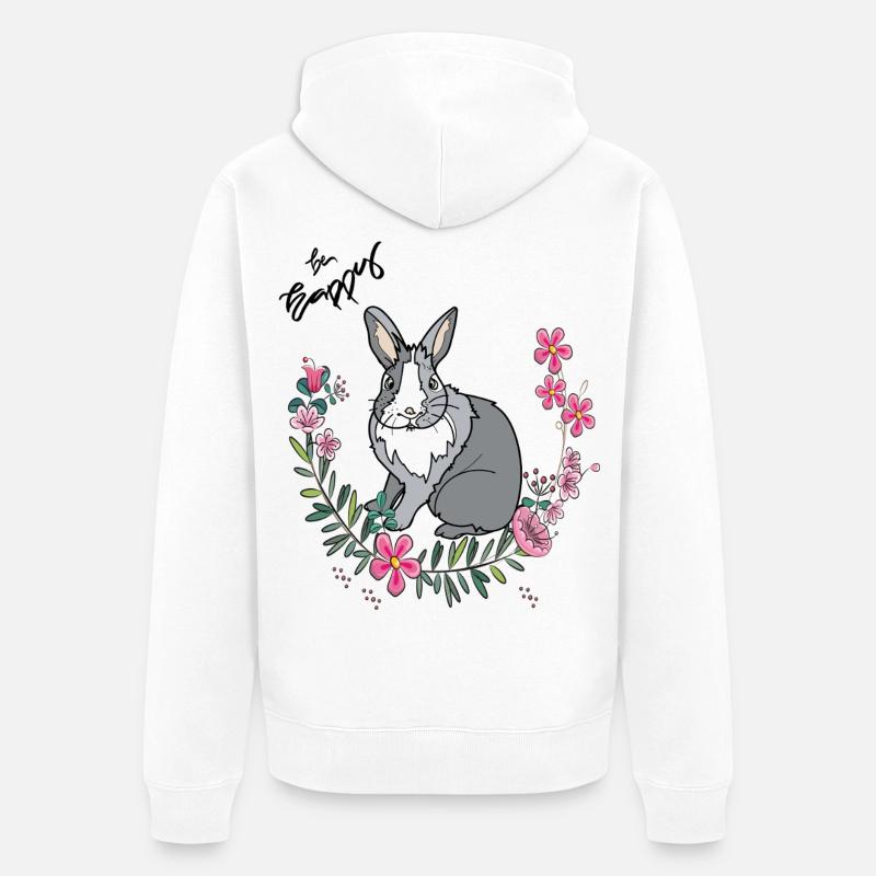 Be Happy Easter - Veste à capuche bio Premium Unisexe - blanc
