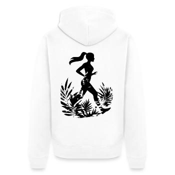 Läuferin Cartoon - Unisex Premium Bio Zip Hoodie - Weiß - Hinten - Thijin (182cm)