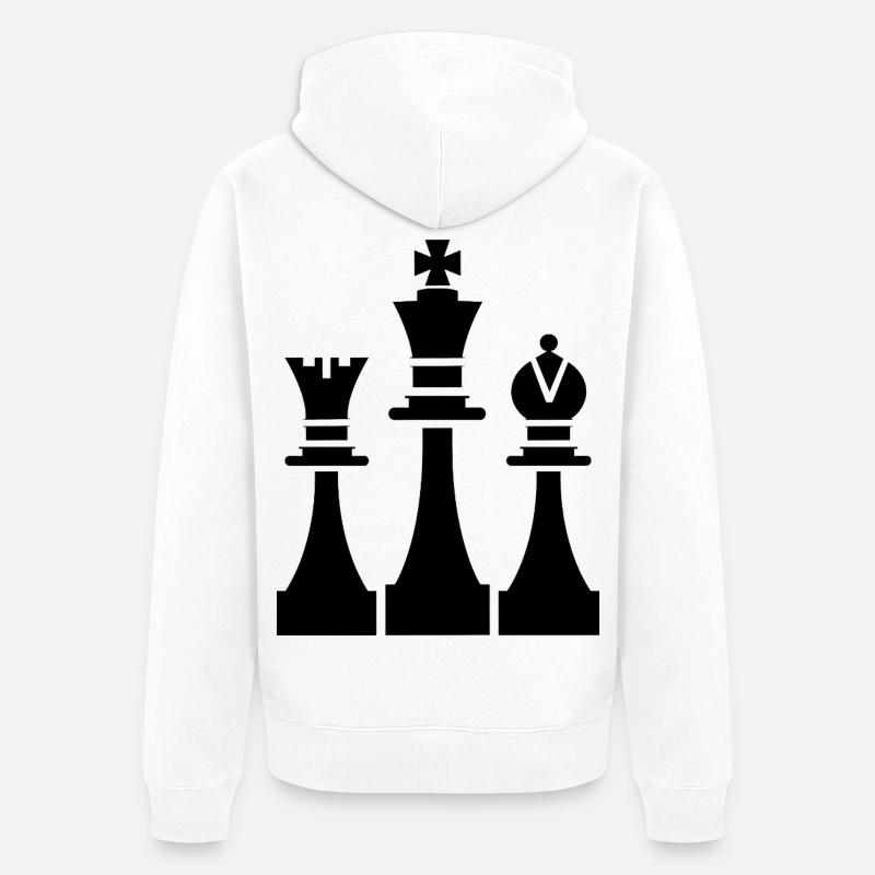 Graphiques de pièces d’échecs - Veste à capuche bio Premium Unisexe - blanc