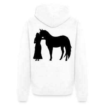 Frau mit Pferd - Unisex Premium Bio Zip Hoodie - Weiß - Hinten - Thijin (182cm)
