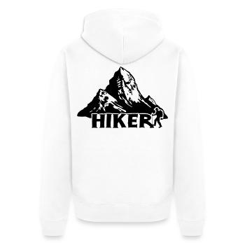 Wanderer - Bergwanderung [Schwarz] - Unisex Premium Bio Zip Hoodie - Weiß - Hinten - Thijin (182cm)