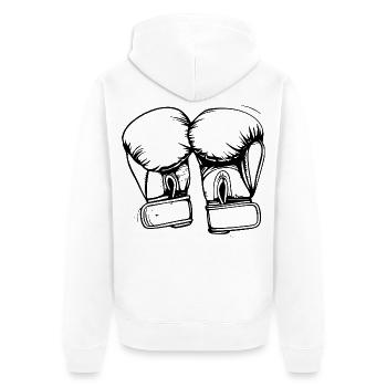 Boxhandschuhe Zeichnung - Unisex Premium Bio Zip Hoodie - Weiß - Hinten - Thijin (182cm)
