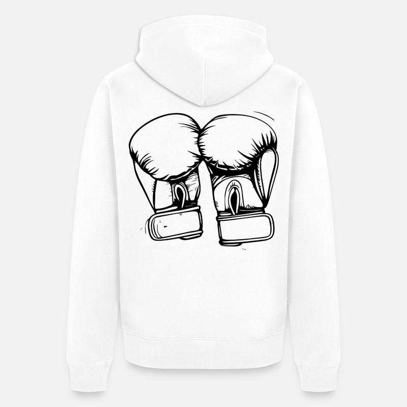 Dessin de gants de boxe - Veste à capuche bio Premium Unisexe - blanc
