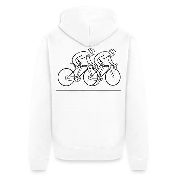 Cyclist Line Drawing - Unisex Premium Organic Zip Hoodie - white - Back - Thijin (182cm)