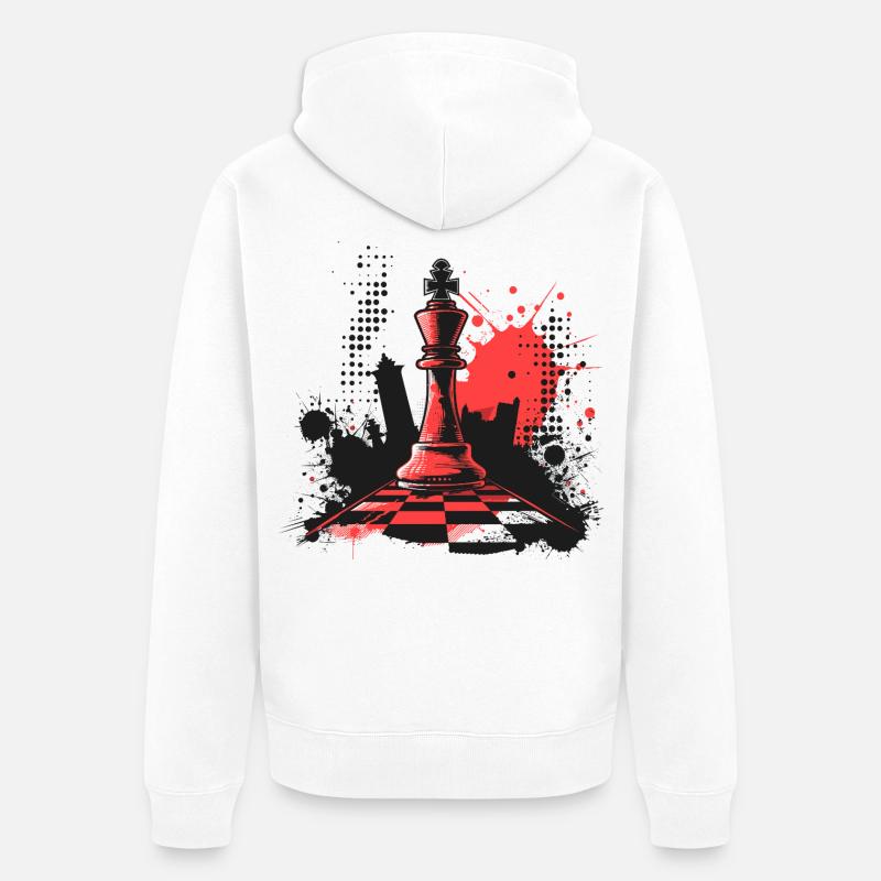 Pièces d’échecs Graffiti - Veste à capuche bio Premium Unisexe - blanc