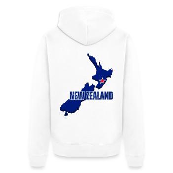 Drapeau de la Nouvelle-Zélande, carte de la Nouvelle-Zélande - Veste à capuche bio Premium Unisexe - blanc - Dos - Thijin (182cm)