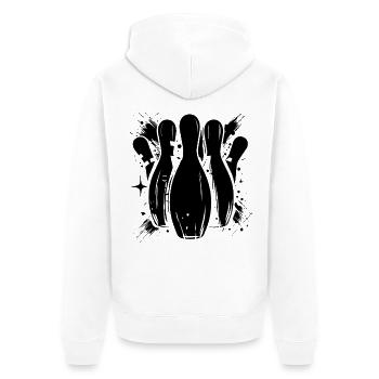 Bowling Zeichnung - Unisex Premium Bio Zip Hoodie - Weiß - Hinten - Thijin (182cm)