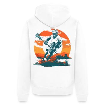 Graphiques de joueur de crosse - Veste à capuche bio Premium Unisexe - blanc - Dos - Thijin (182cm)