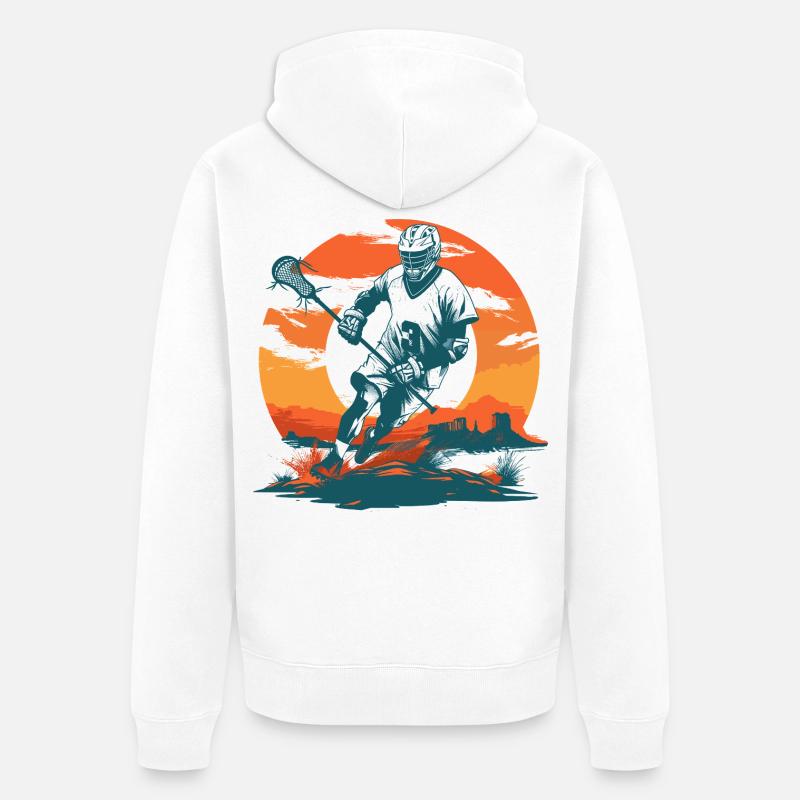 Graphiques de joueur de crosse - Veste à capuche bio Premium Unisexe - blanc