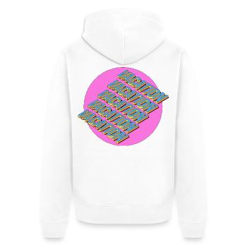 Vacation – 3D Retro Schriftzug - Unisex Premium Bio Zip Hoodie - Weiß - Hinten - Thijin (182cm)