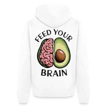 Füttern Sie Ihr Gehirn Avocado Illustration - Unisex Premium Bio Zip Hoodie - Weiß - Hinten - Thijin (182cm)