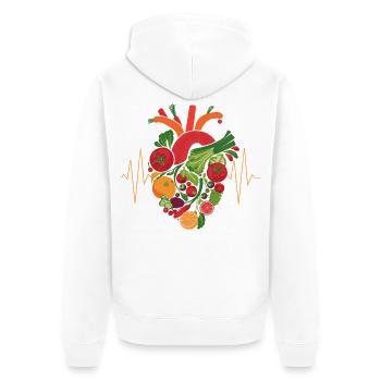 Gesundes Herz Obst & Veggie Art - Unisex Premium Bio Zip Hoodie - Weiß - Hinten - Thijin (182cm)