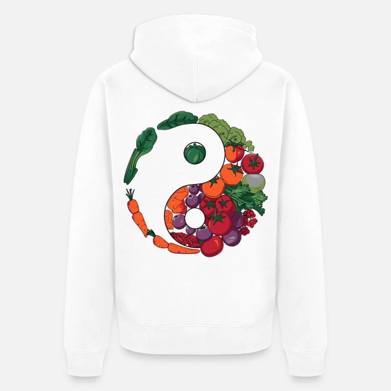 Yin Yang Légumes Équilibre Art - Veste à capuche bio Premium Unisexe - blanc