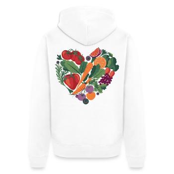 Healthy Lifestyle Heart Vegetables - Unisex Premium Organic Zip Hoodie - white - Back - Thijin (182cm)