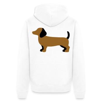 Dachshund Silhouette – Minimalist Dog Design - Unisex Premium Organic Zip Hoodie - white - Back - Thijin (182cm)