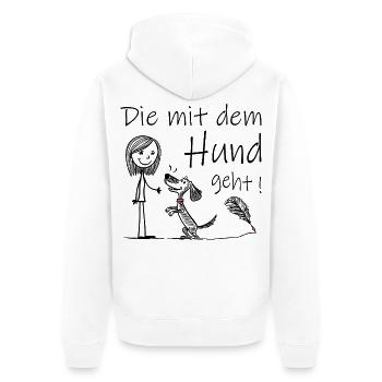 Qui va avec le chien ! - Veste à capuche bio Premium Unisexe - blanc - Dos - Thijin (182cm)