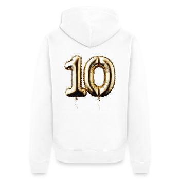 10 ans de ballon d’or feuille de ballon cadeau - Veste à capuche bio Premium Unisexe - blanc - Dos - Thijin (182cm)
