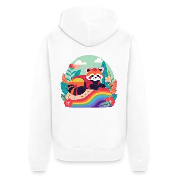 Rainbow Panda at Rest - Unisex Premium Organic Zip Hoodie - white - Back - Thijin (182cm)