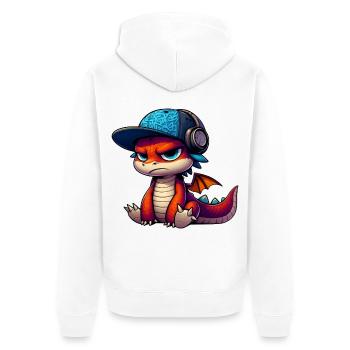 HipHop-Drache - Unisex Premium Bio Zip Hoodie - Weiß - Hinten - Thijin (182cm)