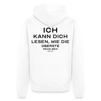 Blackout Minimalism – Edgy & Timeless - Unisex Premium Organic Zip Hoodie - white - Back - Thijin (182cm)