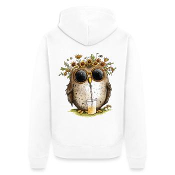 Eule mit Sonnenbrille Und Limonade - Unisex Premium Bio Zip Hoodie - Weiß - Hinten - Thijin (182cm)