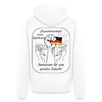 La cohésion au lieu de la division - Veste à capuche bio Premium Unisexe - blanc - Dos - Thijin (182cm)