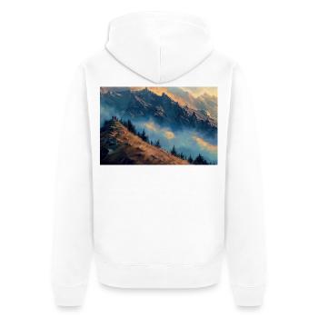 Mountain Landscape Illustration Poster - Unisex Premium Organic Zip Hoodie - white - Back - Thijin (182cm)