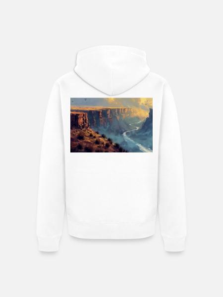 Canyon Landschaft Illustration Poster - Unisex Premium Bio Zip Hoodie - Weiß